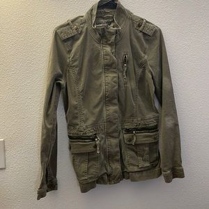 Lucky Brand Military Cargo Jacket Army Olive Green Women's M